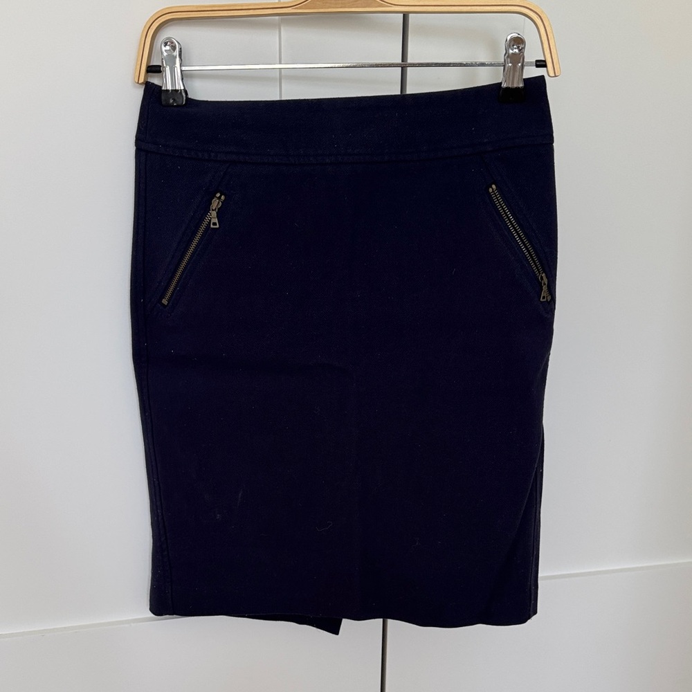 Women’s Loft Navy Pencil Skirt with Zip Pockets